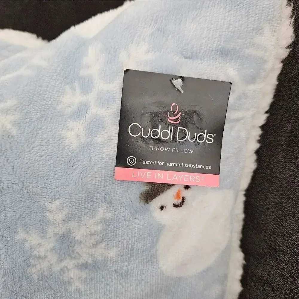 Cuddl Duds Cozy Snowman And Snowflake Throw Pillow
